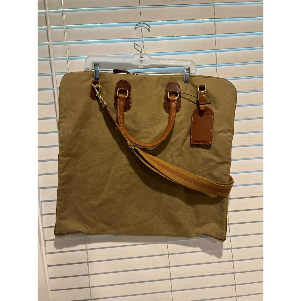 RARE Turtleson Canvas Tote Bag Tan Canvas Brown Leather Trim USGA Golf Travel